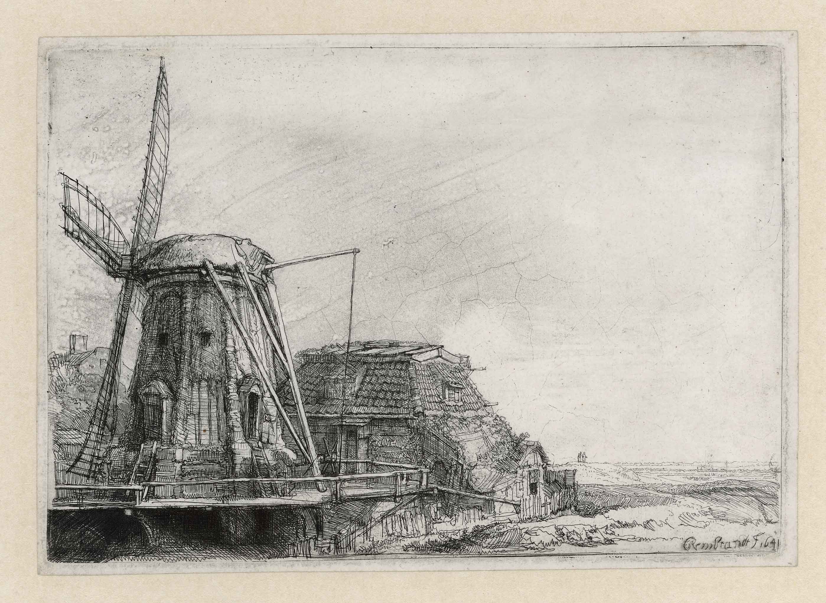 Rembrandt, De molen, 1641. Ets, enige staat. Museum Het Rembrandthuis, Amsterdam