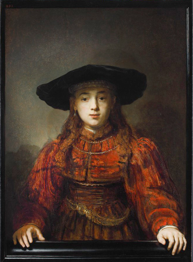 Rembrandt, Meisje in een schilderijlijst, 1641. Koninklijk Paleis, Warschau. 