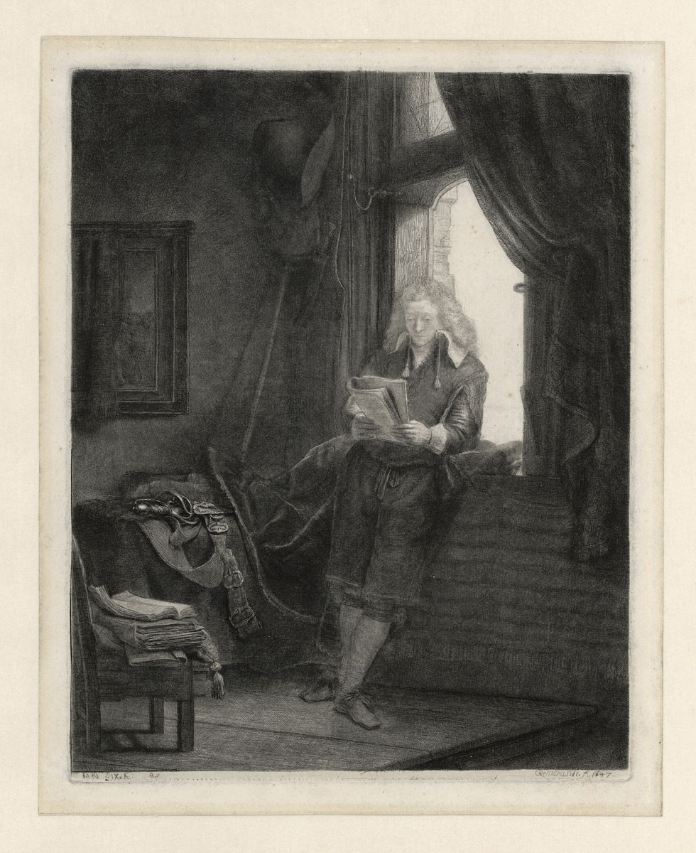 Portret Jan Six ets Amsterdam Rembrandthuis
