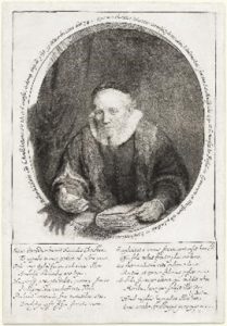 Schilderij van Rembrandt, Portret van dominee Johannes Sylvius, 1646. Ets, droge naald en burijn.