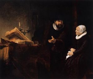 Schilderij van Rembrandt, Cornelis Claesz Anslo en Aaltje Gerritsdr. Schouten, 1641.