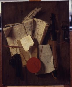 Schilderij van Heyman Dullaert, Trompe l’œil Wall Still Life, c. 1656/60