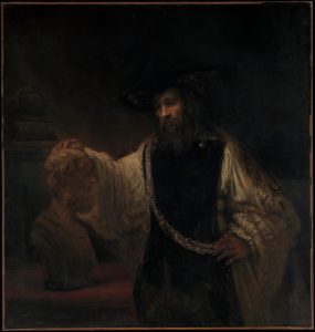 Schilderij van Rembrandt, Aristotle Contemplating the Bust of Homer, 1653