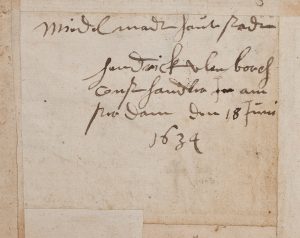 Inscriptie van Hendrick Uylenburgh, uit de Album amicorum II van Burchard Grossmann the Younger