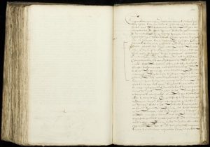 Pencil markings in the margins by the statement of Samuel Gerincx and Lieven Sijmonsz Kelle concerning the purchase of the house of Rembrandt van Rijn, 7 October 1662. Amsterdam City Archives.