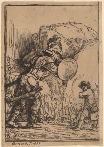 Schilderij van Rembrandt, David and Goliath, 1655