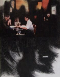 Schilderij van Guy Vording, Black Pages: Vanavond niet, 2020.