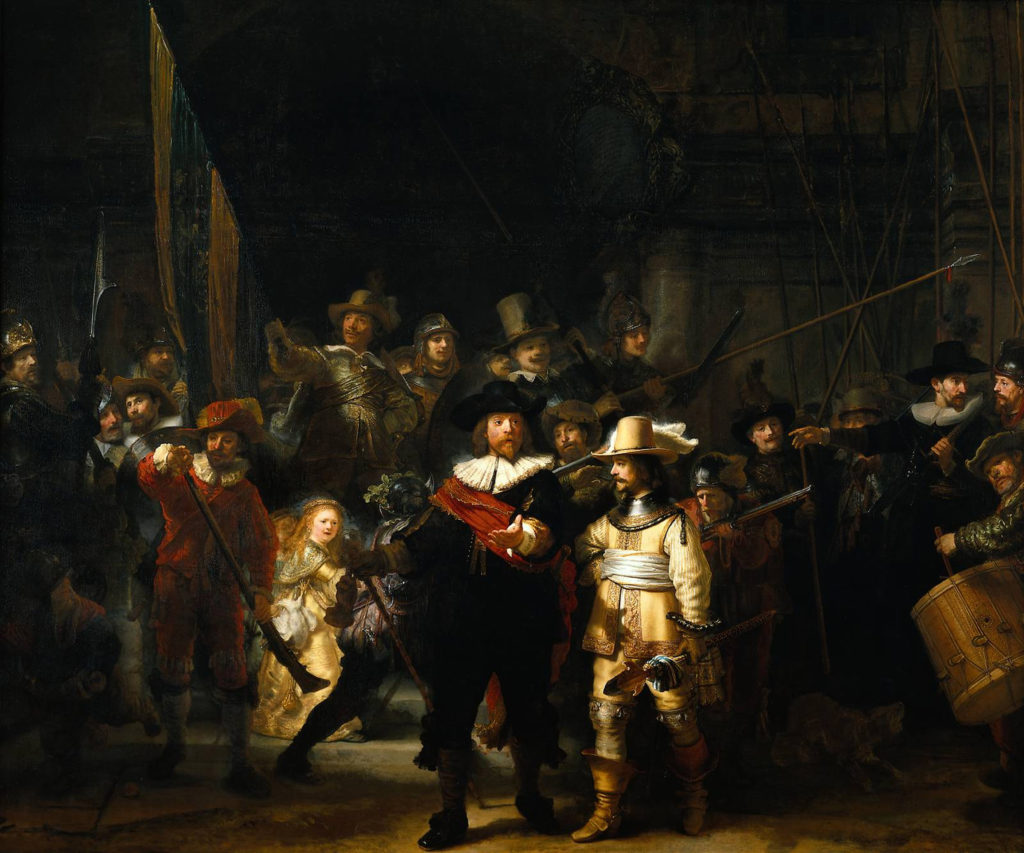 De Nachtwacht, het beroemdste schilderij van Rembrandt van Rijn, gemaakt tijdens zijn jaren in het huis dat nu Museum Rembrandthuis is