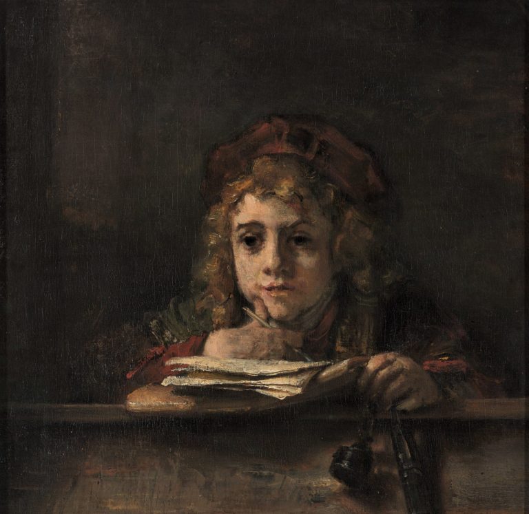 Rembrandt van Rijn, Titus at his Desk, 1655: portrait of his son Titus van Rijn, on loan from Museum Boijmans Van Beuningen.