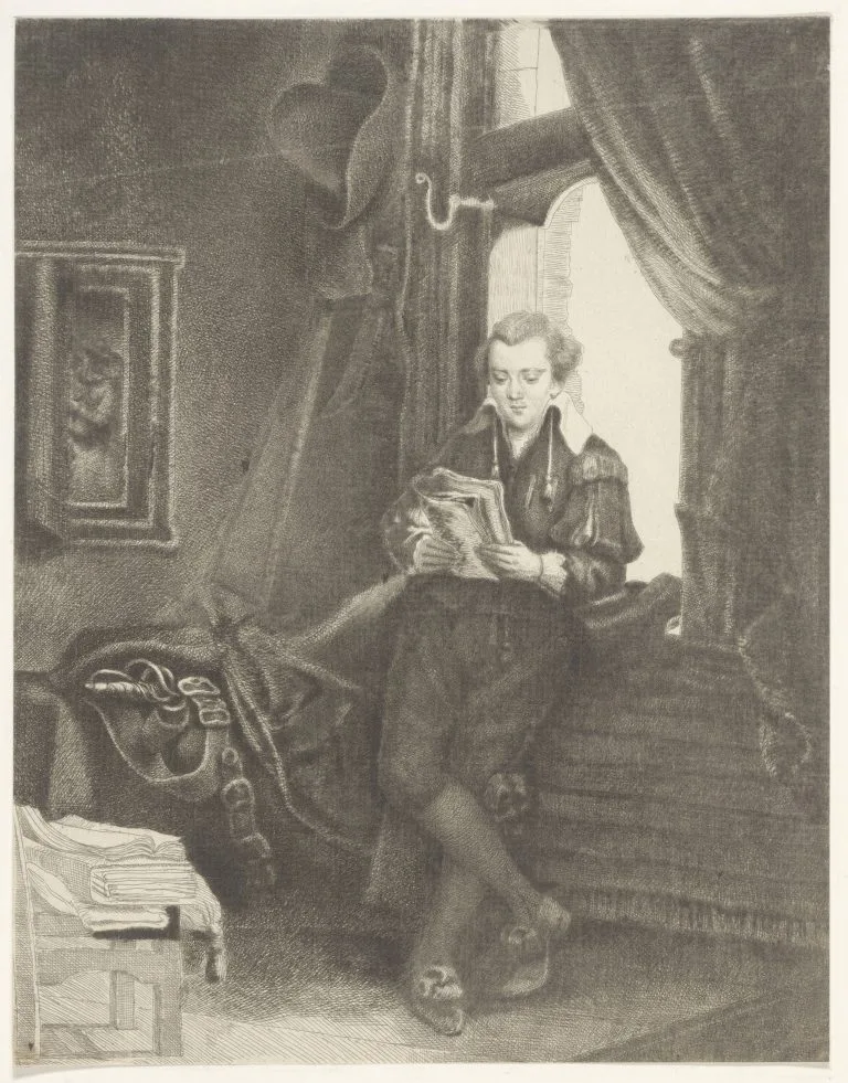 Portrait of Edward Astley as Jan Six by Thomas Worlidge, 1762, a later homage to Rembrandt's etching