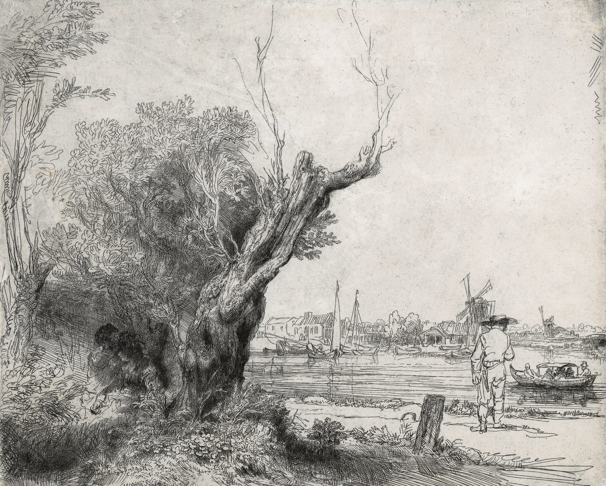 Rembrandt, De Omval, 1645. Ets en drogenaald, staat II (2), 184 x 225 mm, Museum Rembrandthuis, Amsterdam